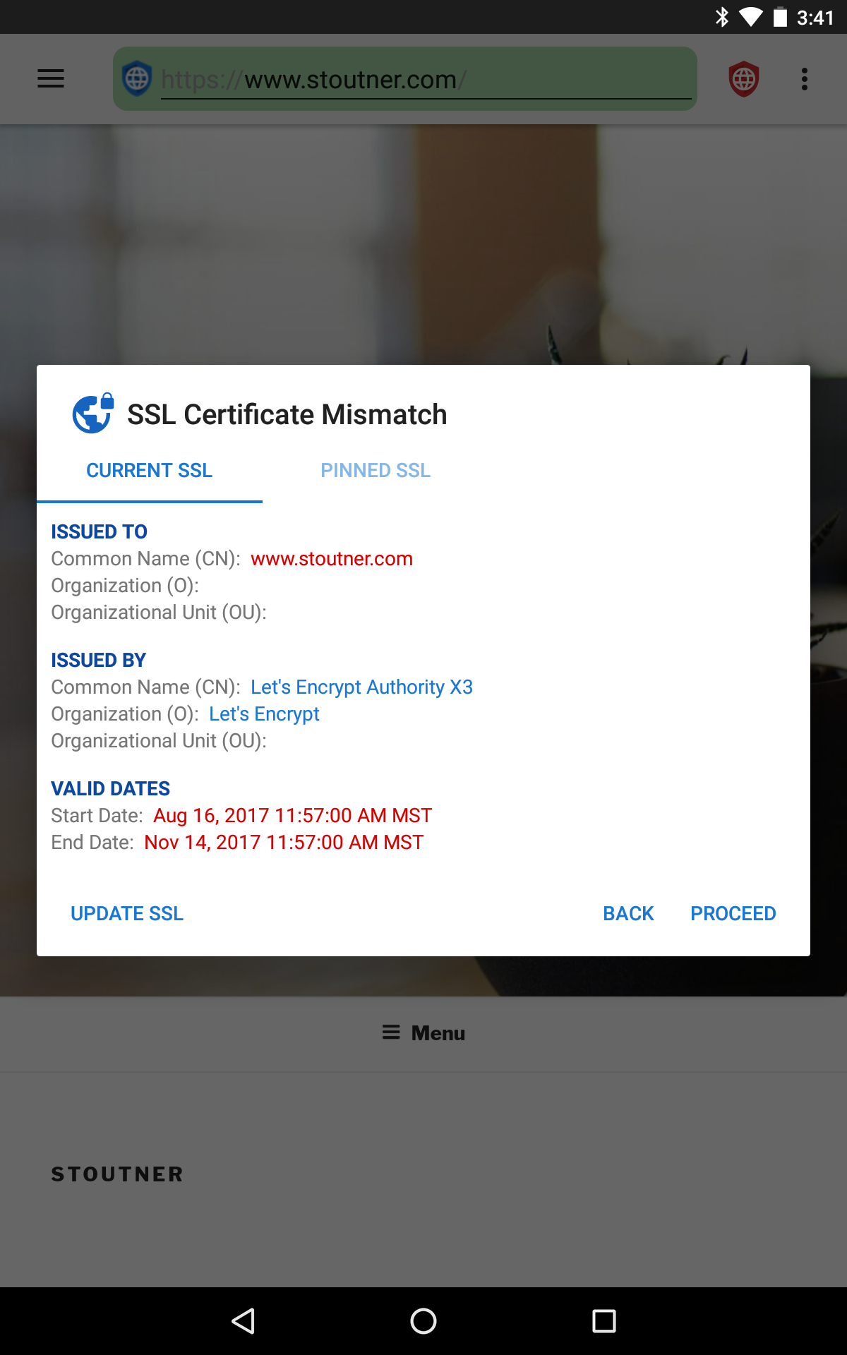 fastlane/metadata/android/en/sevenInchScreenshots/02 - SSL Certificate Mismatch.png