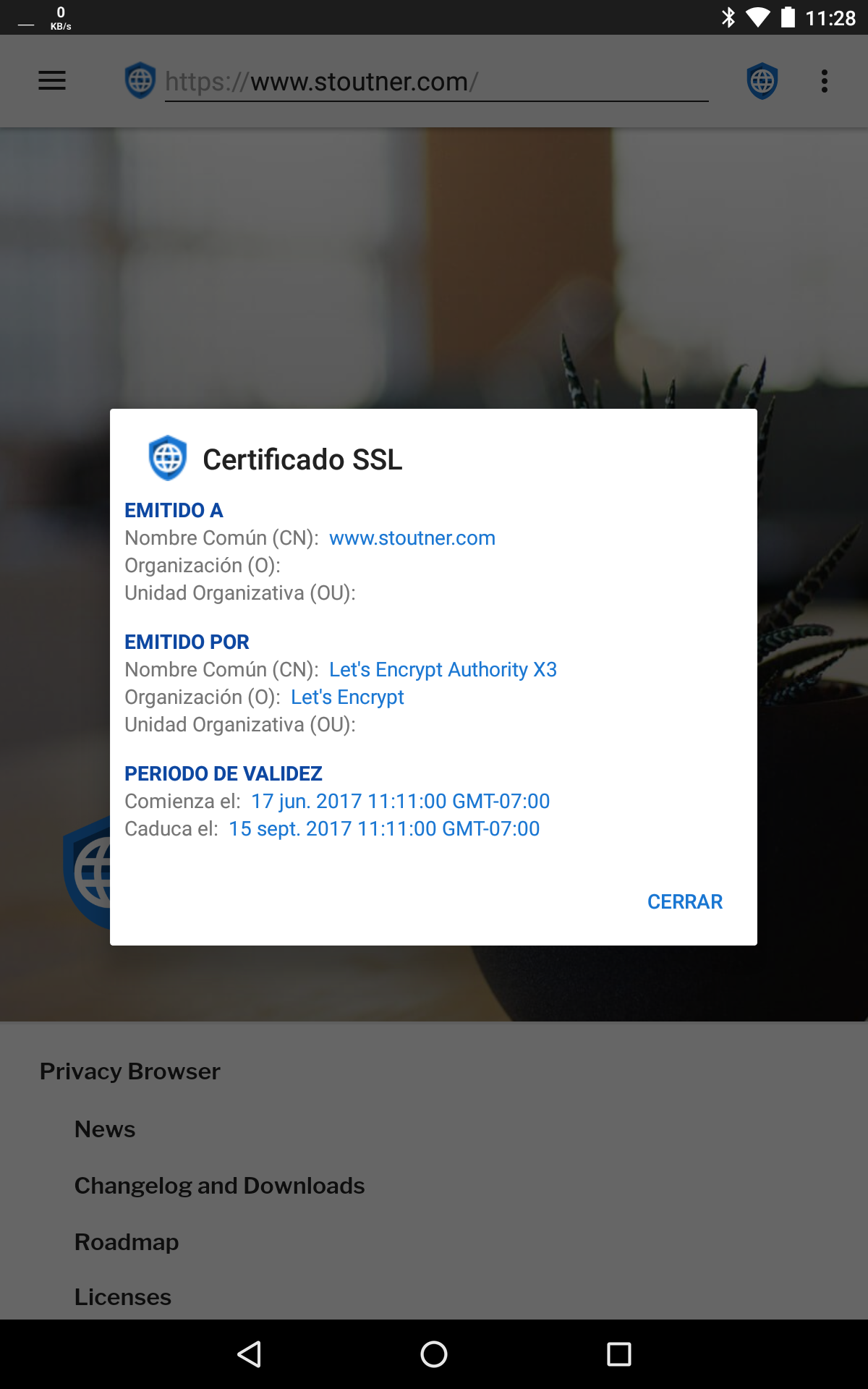 fastlane/metadata/android/es/sevenInchScreenshots/01 - View SSL Certificate - es.png